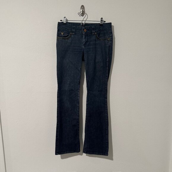 Guess Daredevil Bootcut Jeans Low Rise Embroidered Stones Sz 29 (31x32) - Picture 2 of 13